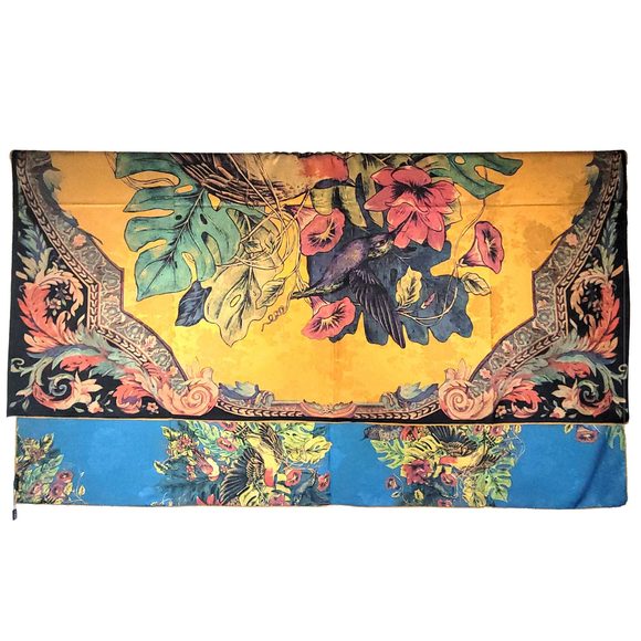 NWT Double Sided Silk Scarf 52"x52" Large Square Shawl Wrap XiangYunShal 2286 - Picture 4 of 15